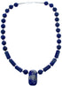 Genuine Sterling Silver Lapis Bead Necklace And Pendant KX120902